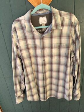 Horny Toad Men’s Plaid Button-Down Shirt - Light Green & Brown
